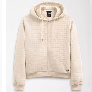 NWT North Face zip-up cotton hoodie | women's small | quilted | tan cream